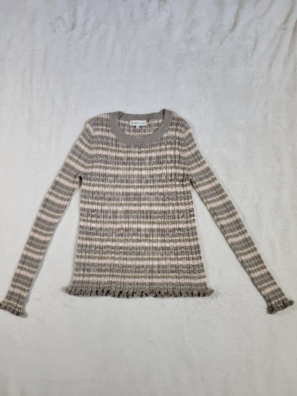 White + Warren Cotton Crewneck Stripped Sweater - Medium